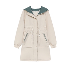 风衣时尚潮流舒适中长款2024年春季长袖个性优雅，女装风衣，靓星雨