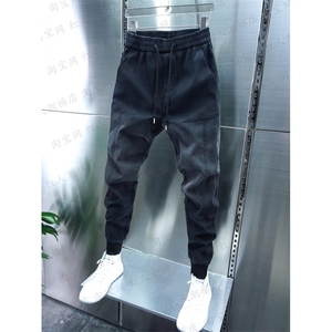 1506-1/KT201/P50潮流男士渐变色小脚牛仔裤弹力松紧腰修身束脚裤图片