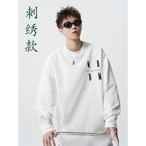 慵懒新款流行文艺无品牌时尚潮流气质百搭刺绣款纯棉螺口长袖T恤图片