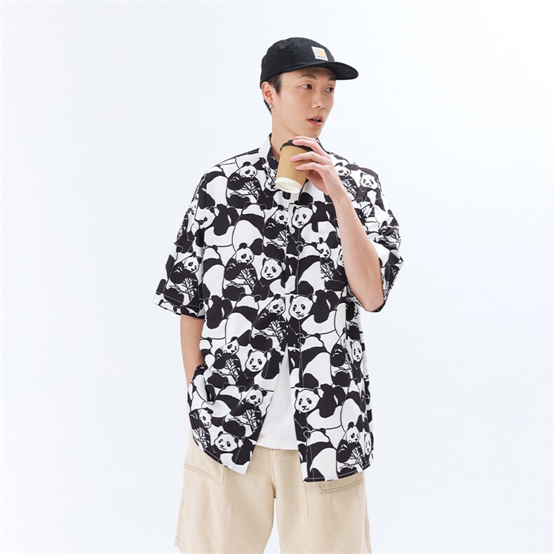 夏季沙滩花衬衣港风男宽松短袖冰丝花衬衫半袖薄上衣H016P33,男装衬衫,星座1204-3