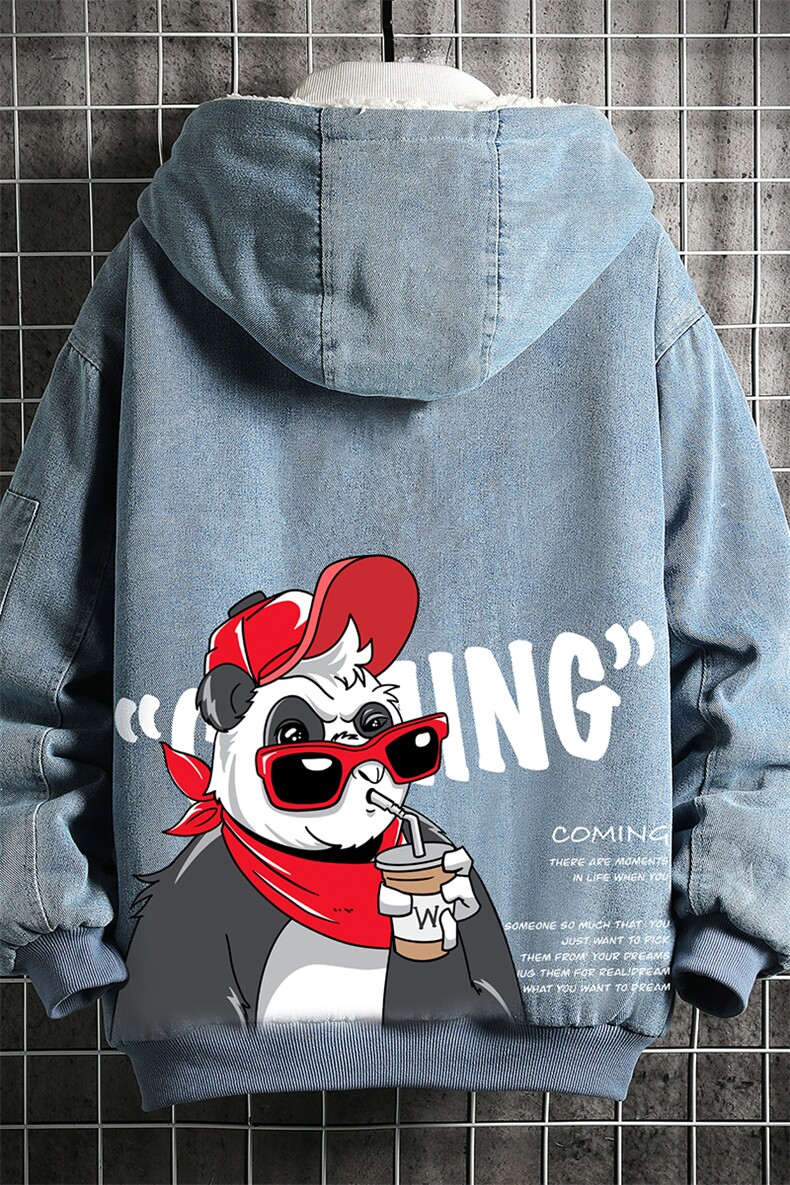 NM53218-P140牛仔外套男大码加厚加绒衣男羊羔毛服男网格,男装棉衣,电商A040A