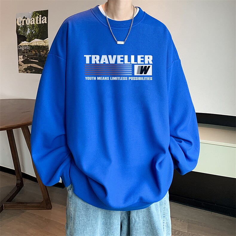 华夫格卫衣圆领卫衣男大码长袖t恤男外套HW76359-P30,男装卫衣,电商A040