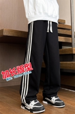 加长版裤子男款高个子188休闲条纹卫裤115cm运动裤KZ017P48加绒58，男装休闲裤，电商B312