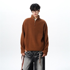 8XL-M立领半拉链毛衣男大码慵懒风宽松日系针织衫外套MY19002P78，男装针织衫/毛衣，电商B312
