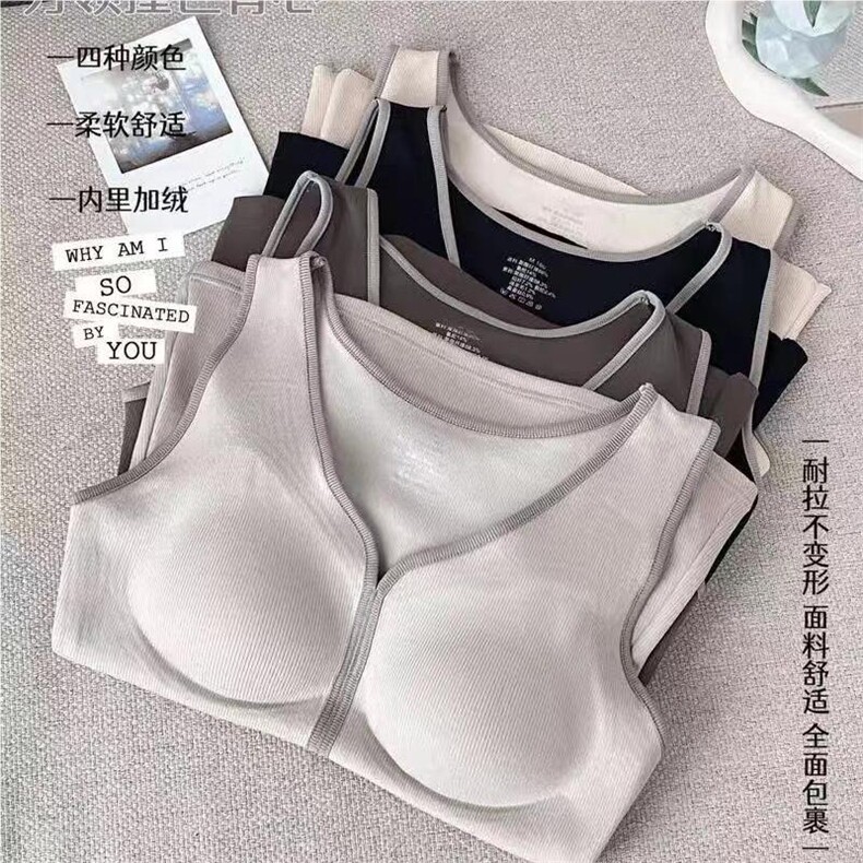 保暖背心带胸垫文胸一体内穿打底秋冬贴身上衣，女装背心吊带，鑫友供货