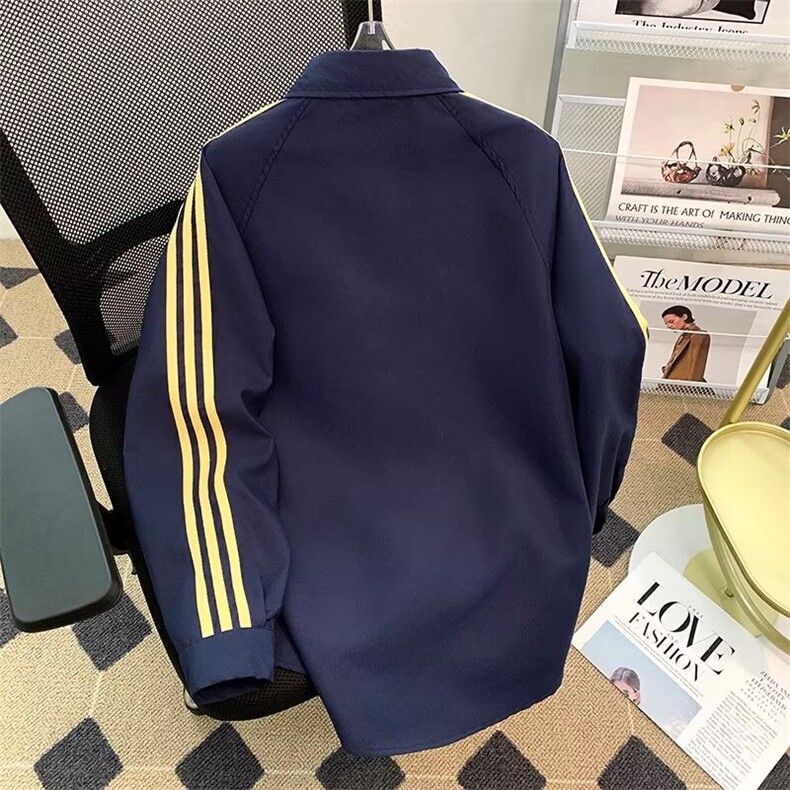 三条杠长袖衬衫女男款春季宽松学院风百搭休闲衬衣外套LS112P36,男装衬衫,星座1013-5