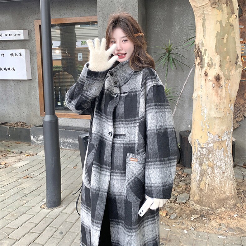 2楼002-2707-P295K388档口现货！格子羊毛外套双面呢大衣,女装毛呢外套,千寻
