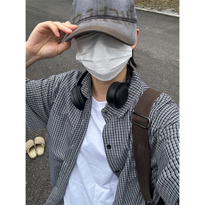 格子衬衫春夏美式短袖衬衫港风情侣装休闲衬衣 CS286-P30图片