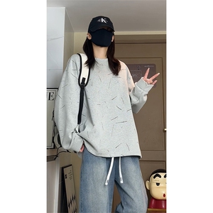 秋季新款纯色长袖上衣男女同款设计感线条宽松卫衣W4684-特价P50,男装卫衣,电商A007