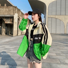 现货2021夏装新款宽松防晒服166-FS01绿色，女装短外套，茜茜公主