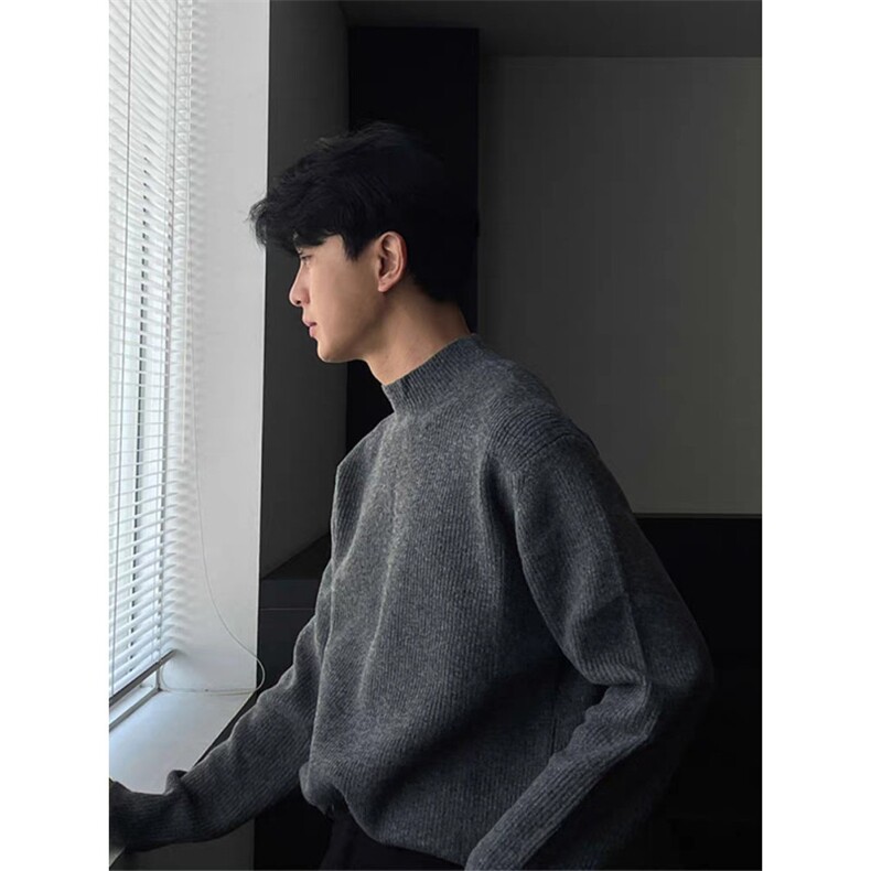 现货套头毛衣男士秋冬保暖提花纹理百搭毛衫休闲针织衫LM8288-P53图片