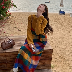超好看彩色格子吊带连衣裙套装女2025春季新款韩系减龄宽松两件套，女装套装/套裙，2C029