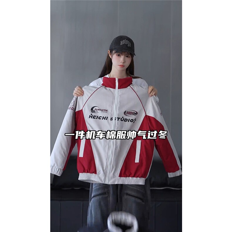 抖音视频截图只展示慎用大货已到机车潮牌棉服77950特P85,男装棉衣,星座226-2
