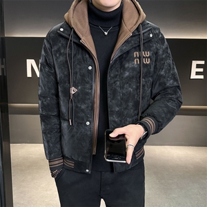 假两件连帽羽绒服男款冬季2025新款修身外套C317-Y5515-P215图片