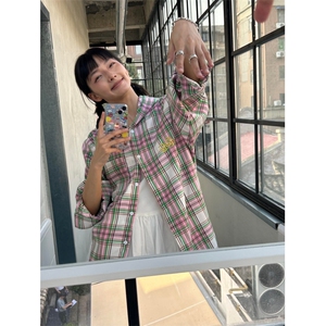 网络图现货 格子衬衫男女潮流连帽宽松百搭帅气RB251-P60图片