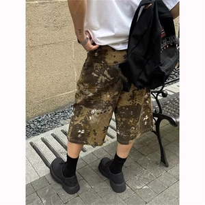 【有货】DS4102-P45蛇纹迷彩七分裤嘻哈废土水洗男女中裤图片
