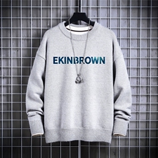 1日系圆领宽松中性情侣潮流大码M-5XL印花毛衣男7758P48加绒P55，男装针织衫/毛衣，星座226-2