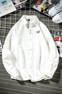 CS04 秋季男士宽松日系大码休闲潮牌衬衫百搭男长袖衬衣图片