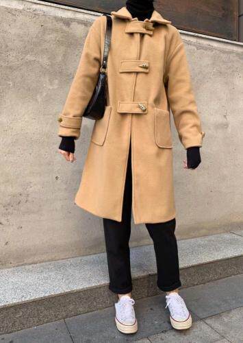 【现货】简约呢料牛角扣大衣 mLXL，女装，FUMEI赋美