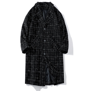 秋冬风衣男长款毛呢大衣男中长款小香风夹克外套F497-P125白底图片