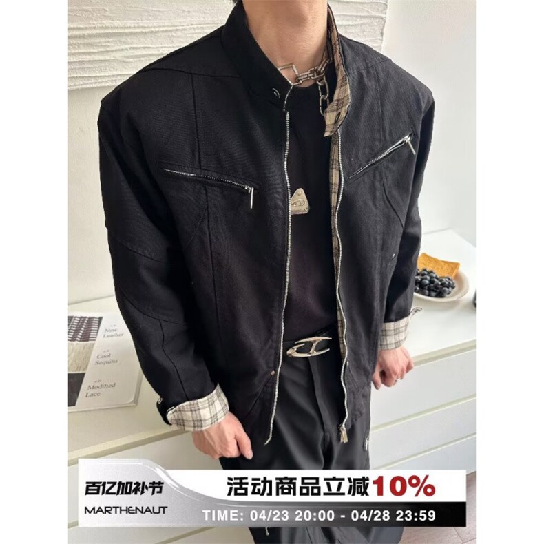 [001]水洗立领夹克男拉链短款情侣工装休闲外套A079-JK96005-P73,男装夹克,电商A079