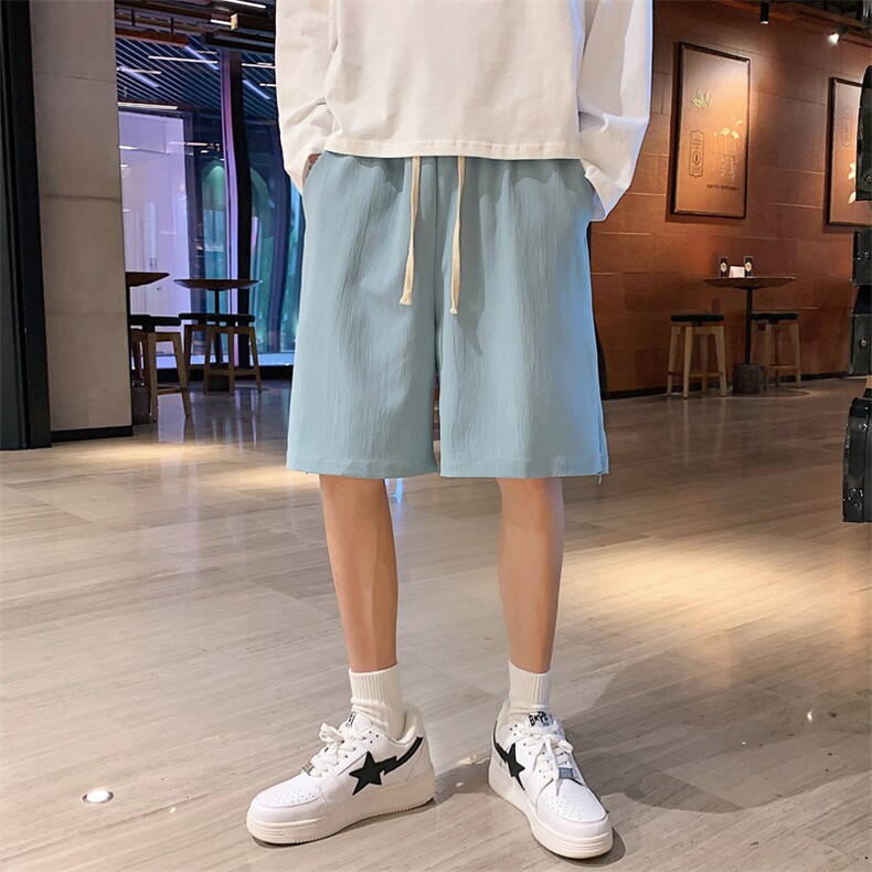 DSA028-KBDK06P25100聚酯夏季新款运动裤宽松麻料冰丝休闲短裤，男装休闲裤，电商A028