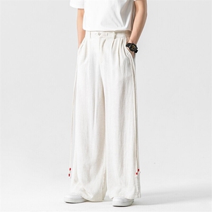 春夏 大码风棉麻亚麻裤直筒休闲裤新中式男女汉服 K258/P70图片