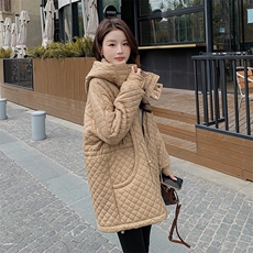 冬款现货宽松菱形格绗缝棉服293-062，女装棉衣/棉服，菡迪欧娜