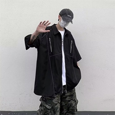 日系五分袖春夏季新款衬衫潮流慵懒男方领宽松型衬衫AC101P35，男装衬衫，星座1116-2