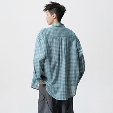 潮流格子长袖衬衫男宽松衬衣CS17P4569，男装衬衫，电商A073