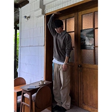 重磅北极绒假两件衬衫领毛衣美式高街复古休闲慵懒纯色翻领针织衫，男装针织衫/毛衣，电商A486-1