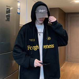 H230开衫卫衣秋冬新款简约大码宽松连帽上衣拉链潮牌休闲外套图片