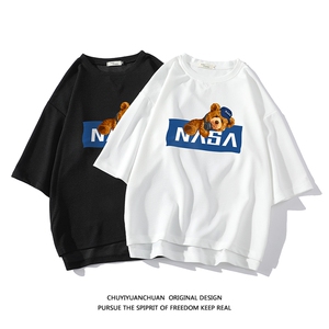 NASA春夏季七分袖t恤男大码五分袖男短袖中袖  白底 Q11247-P30图片