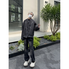 自家图，博主风cleanfit外套男短款撞色美式飞行员夹克JK2407-P95，男装牛仔裤，星座1007（原301D）
