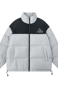 新款平铺冬季字母印花拼色宽松立领棉服A247-MY6255特批85控138图片