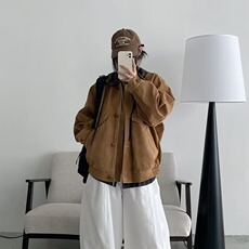 中古感春秋季新款做旧麂皮撞色复古皮衣外套男女JKX217-P80，男装皮衣，星座208-5