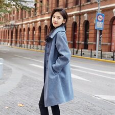 排扣中长款毛呢外套简约2021秋冬气质优雅时尚百搭新款，女装毛呢外套，辉之琳