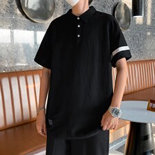 港风原宿翻领短袖T恤男加肥大码POLO衫宽松胖子立领半袖T693-P30，男装T恤，星座512-4