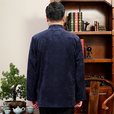 高货春款中老年风唐装外套男中式复古盘扣汉服爷爷过生日外套，男装民族服装，钱塘723