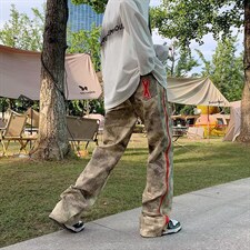 美式高街复古嘻哈拉链迷彩长裤ins潮牌hiphop直筒CK76P45，男装休闲裤，星座1116-2