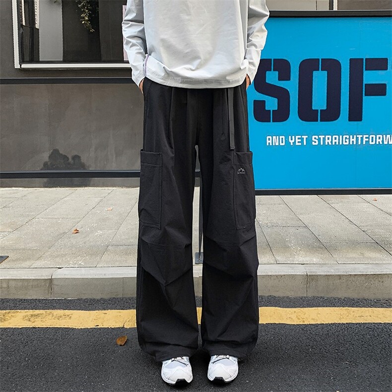 秋季美式户外骑行防风多口袋松紧腰男宽松冲锋裤K24035-特P50控98,男装休闲裤,电商A001-1