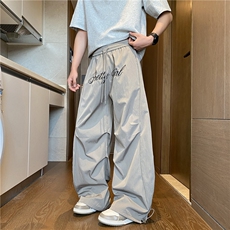 2025夏季新款美式字母刺绣褶皱宽松休闲裤B315-K25520-特p35控68，男装休闲裤，电商B315