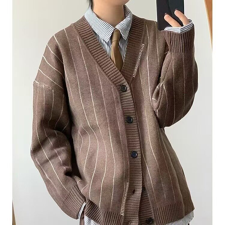 1506-1/ZYM011/P60日系复古暗条纹开衫毛衣男潮牌潮流宽松针织衫,男装针织衫/毛衣,星座1506-1