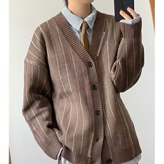 1506-1/ZYM011/P60日系复古暗条纹开衫毛衣男潮牌潮流宽松针织衫，男装针织衫/毛衣，星座1506-1