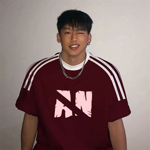 夏季美式高街重磅纯棉三条杠织带撞色男女短袖T恤ZD332-特P30图片