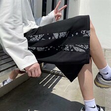 休闲短裤男腰果花夏季新款潮牌ins百搭学生沙滩五分裤子D372-p28图片