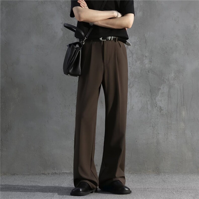 直筒宽松西裤男生垂坠感感春秋季休闲裤子美式高腰西装裤，男装西裤，星座410-7