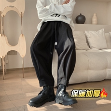 冬季新款潮牌哈伦宽松大码加厚呢料束脚休闲萝卜裤男3555-P70，男装休闲裤，电商C305A