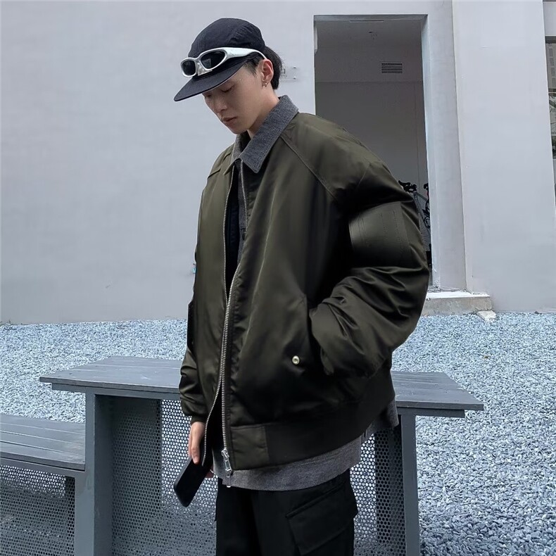 假两件冬季新款翻领棉衣机能面包服潮牌宽松高级感外套-WT821,男装棉衣,星座1002-2
