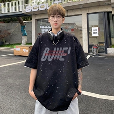 量大优供抖音视频支持得物配合二开美式满天星亮片短袖T恤MTX531，男装T恤，电商A486